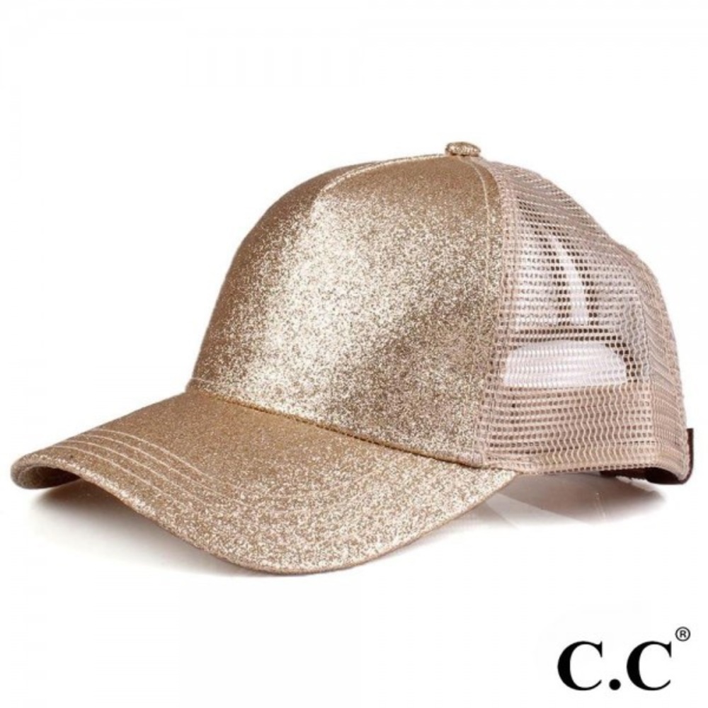 Gold Glittery Shimmer pony tail hat